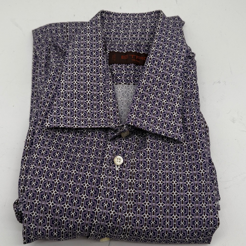 Etro Purple and White Geometric Shirt